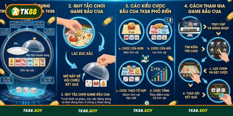 Cách chơi game Bầu Cua đơn giản tại TK88