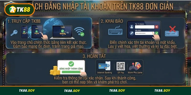 Cách đăng nhập tài khoản trên TK88 đơn giản