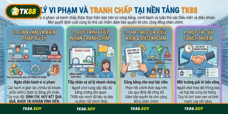 Cách xử lý vi phạm, tranh chấp trên nền tảng