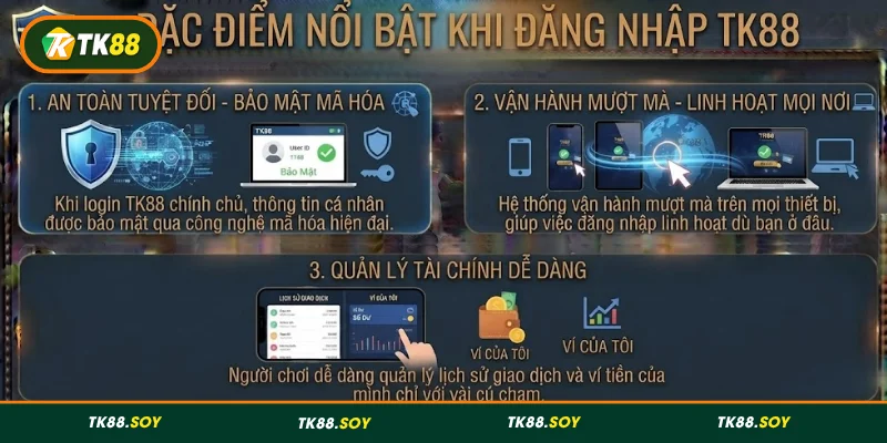 Đặc điểm nổi bật khi đăng nhập TK88
