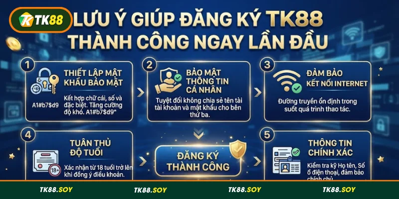 Lưu ý cần nắm khi tạo tài khoản tại TK88