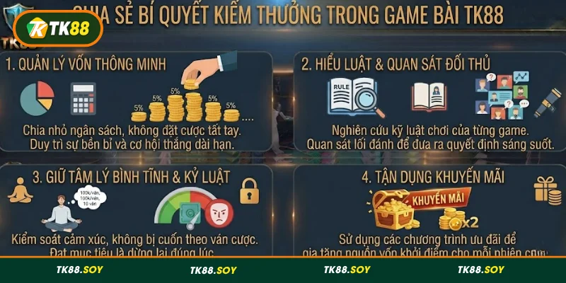 Mẹo cá cược game bài đổi thưởng trên TK88 hiệu quả