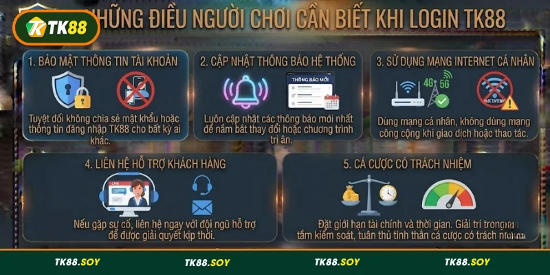 Những điều người chơi cần biết khi login TK88